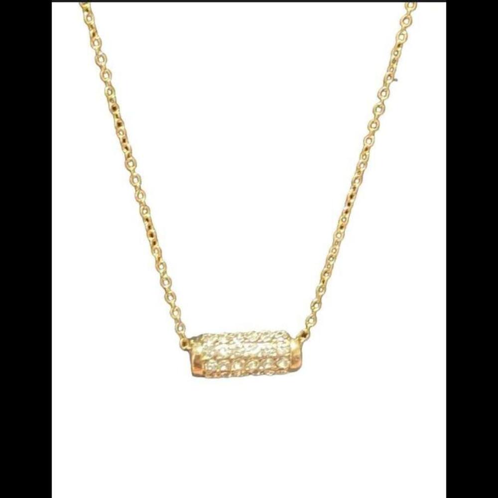 APT 9 Rhinestone Horizontal Bar Gold Tone Necklace NWT